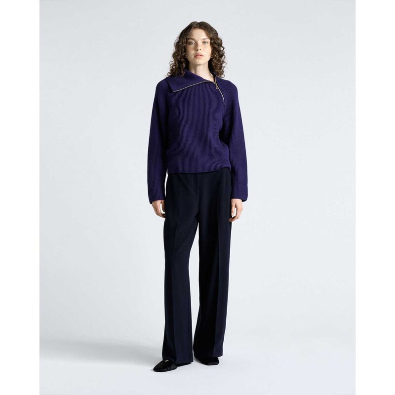 Cue Merino Bias Zip Neck Knit image number 3
